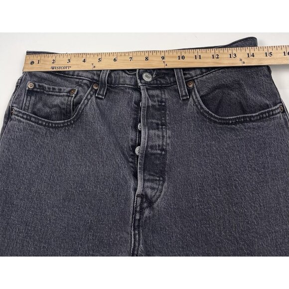 LEVI'S 501 Womens 30x26 Gray Denim Raw Hem Cropped Button-Fly JEANS EUC - Picture 5 of 7